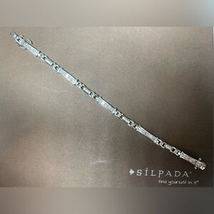 Early Silpada RARE HTF Sterling Silver CZ Link Channel-Set Tennis Bracelet
